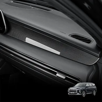 Для внутренних аксессуаров LHD из АБС-пластика в стиле углеродного волокна, рамка приборной панели автомобиля, накладка для Hyundai Palisade 2023