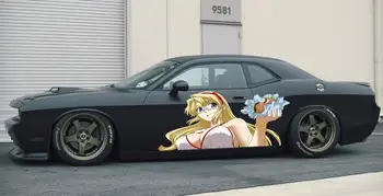 Наклейка на автомобиль Sexy Anime Girl, Наклейки для Спортивных автомобилей, Одна часть зеркальная, Большие Цветные Наклейки На Автомобиль в стиле Аниме, Тема Манги Сбоку Автомобиля