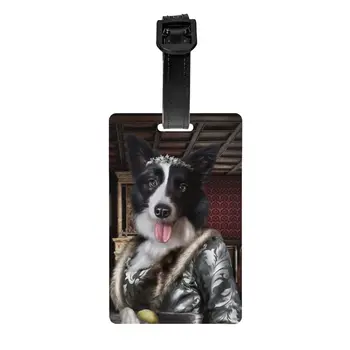 Портрет собаки Бордер-колли, Мини-багажная бирка для чемоданов, Багажные бирки с милыми животными, Идентификационная наклейка для защиты конфиденциальности